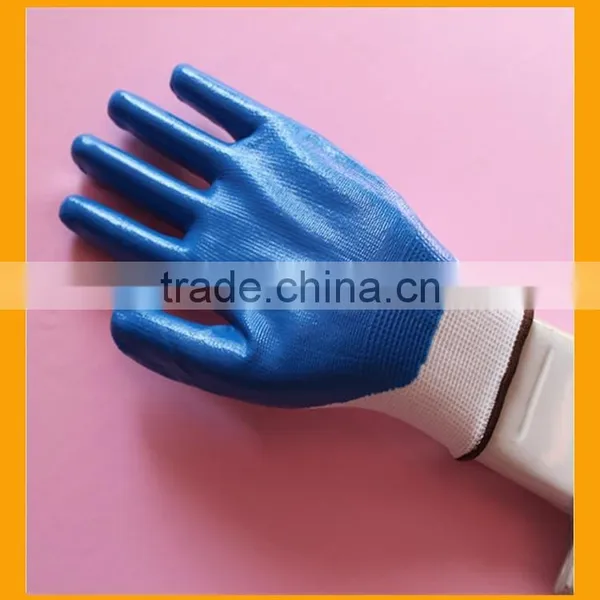 13 Gauge Seamless Knitted Blue Nitrile Palm Coated Nylon Working Gloves photo-2