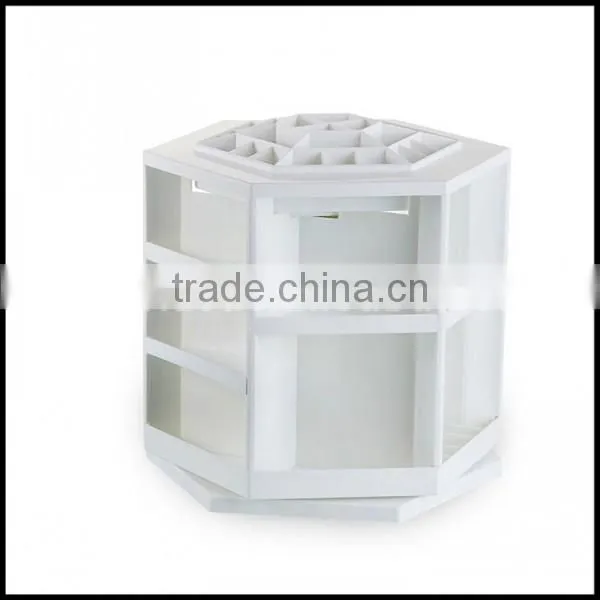 Made in China High Quality White ABS Big Rotatable Cosmetics Display Shelf Wholesale photo-3