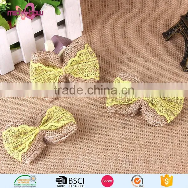 Latest Designs Burlap Jute Bow Girls Hair Accessories Clips photo-4