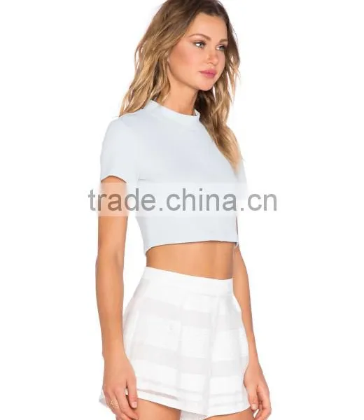 2016 Fashion Powder Blue Daylight Crop Top HST8007 photo-3