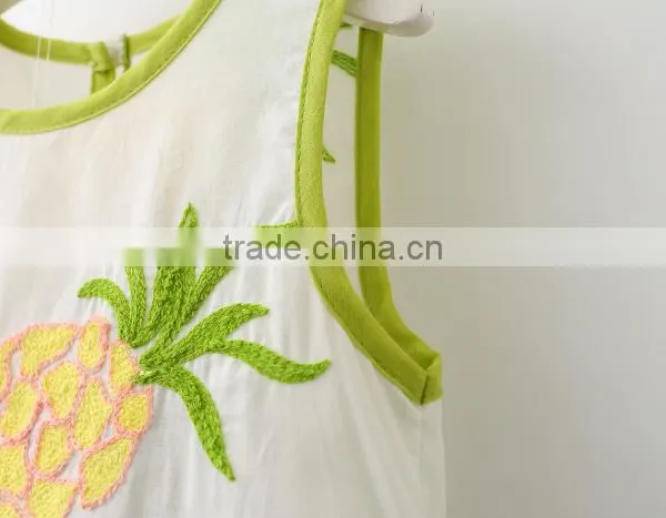 2017 Summer Girls Pineapple Embroidered Vest and Short Suit photo-4