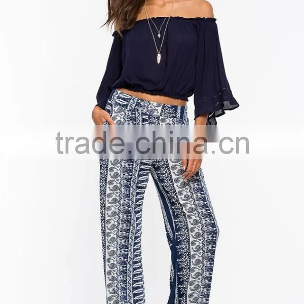 Best Selling Ladies Wide Leg Casual Boho Pants OEM Service photo-3