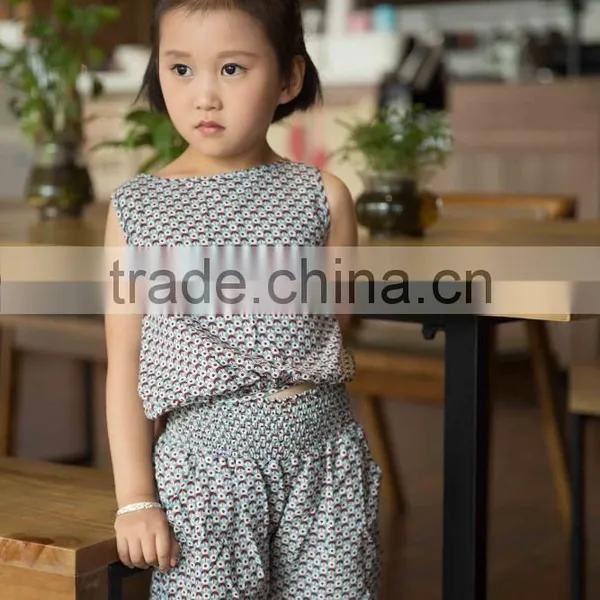New Fashion Girl Sleeveless Set Chifon Blouse Set for Baby Girl Printed Flower Dress Jumpsuit photo-6