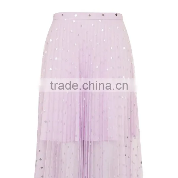 2017 OEM Summer Semi Perspective Tulle Flowy Skirts With Paillettes photo-4