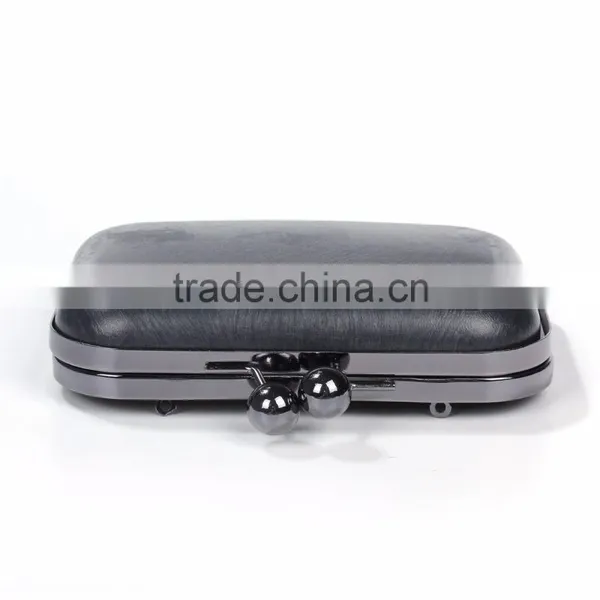 Iron Based Alloy Kiss Clasp Purse Frame Ball Gunmetal Rectangle 15.5cm(6 1/8") x 13.3cm(5 2/8"), 1 Piece photo-2