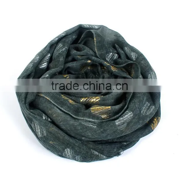 Cotton Polyester Blend Scarves & Wraps Rectangle Golden Army Green Heart Scarf For Women photo-3