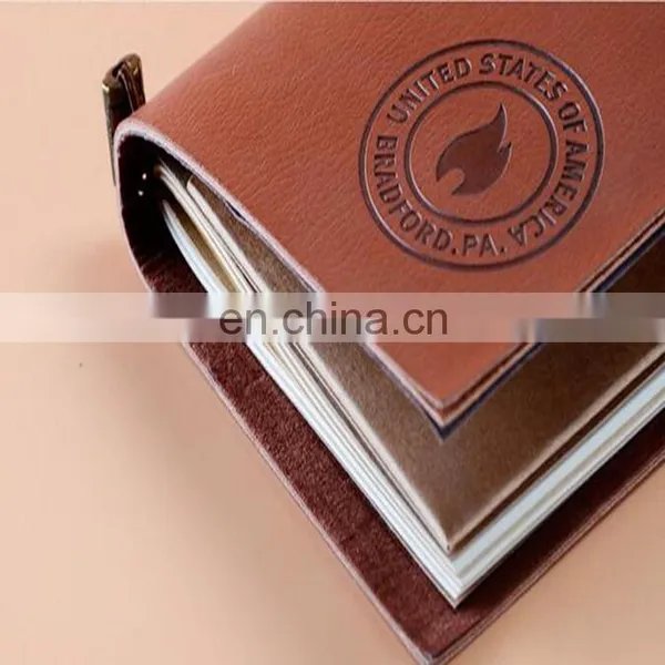China Factory Wholesale Custom Leather Cover Brown Kraft Paper Notebook With Logo Printing photo-4