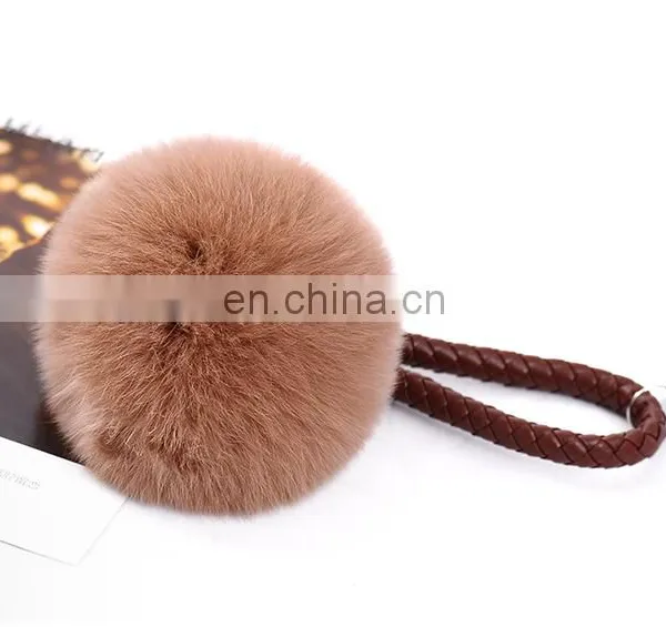 Pu Leather Rope 8cm Pom Pom Keychain Logo Printed Avalibale photo-5