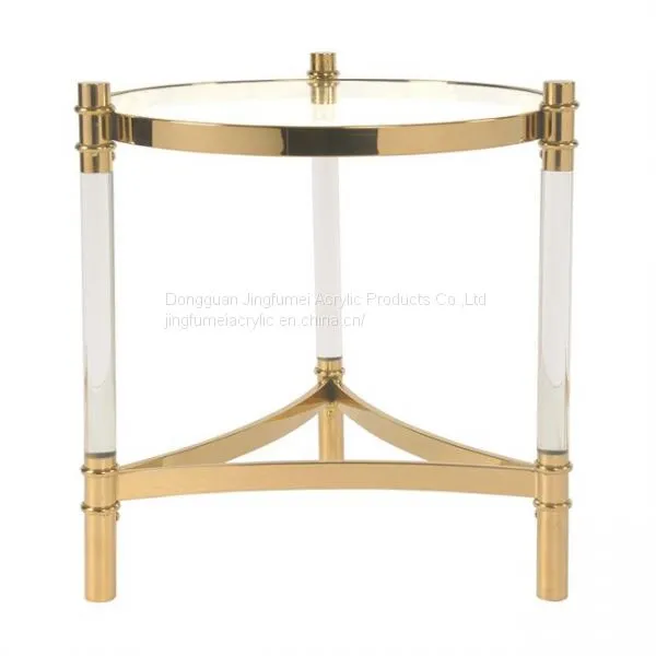 Hot Selling Round Side Table Stainless Steel Brass Table Acrylic Table
