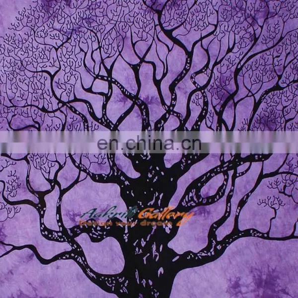 Indian Tapestry Dry Tree Throw Single Purple Color Traditional Boho Tapestry Wall Hanging photo-3