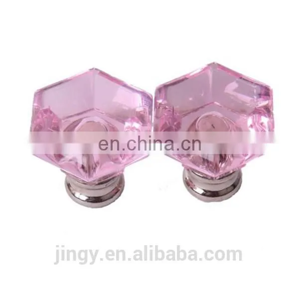 Pink Hexagon Crystal Clear Acrylic Handle