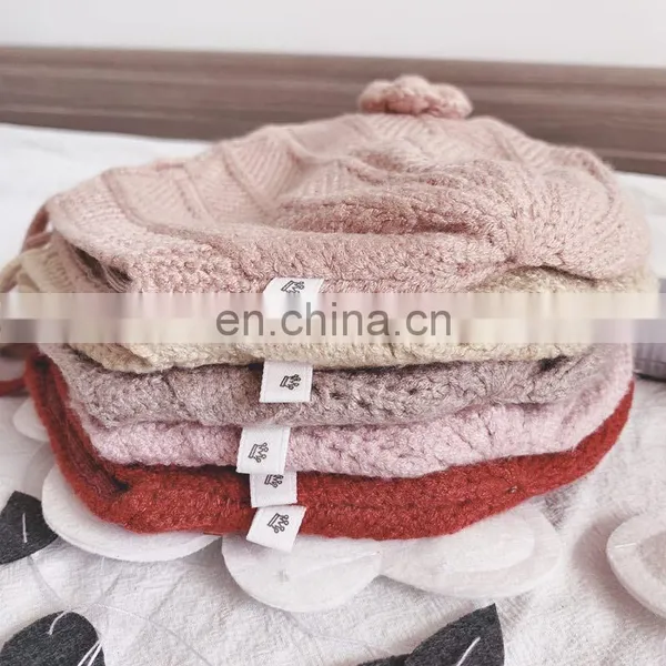 Baby Hat Korean Autumn and Winter Models Children's Warm Knitted Woolen Hat Girls Baby Cute Flower Pullover Hat Trend photo-2