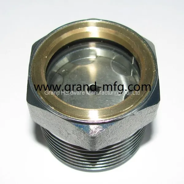 Nickel Plated MNPT Carbon Steel Oil Sight Glass With Stainless Steel Reflector
