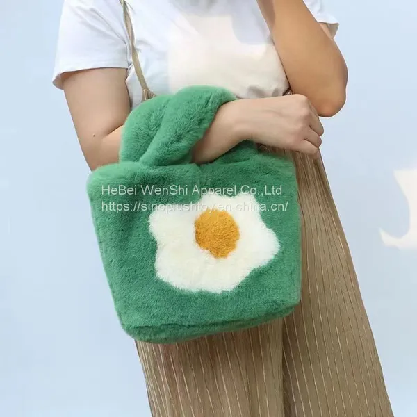 008 2023 New Plush Bag Bucket Bag Artificial Fur Square Bag Women's Handbag Shoulder Bag photo-2