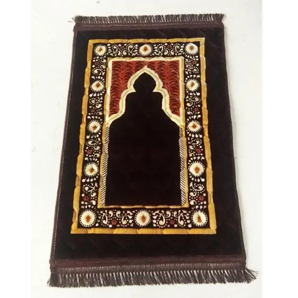 Luxury Foldable Portable Memory Foam Padded Muslim Prayer Mat Stand Set Customizable Couples Machine Made Washable photo-5