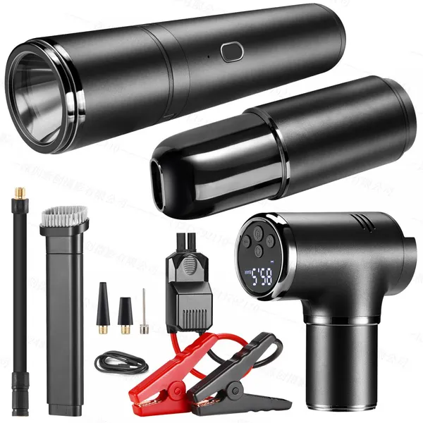 TIMIGO Vehicle 4 in 1 Car Combo Kit Поддерживает пускатель автомобиля, воздушный насос, пылесос, фонарик и портативный аккумулятор.