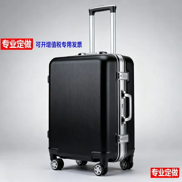 Premium Black Hard-Shell Luggage Suitcase - Aluminum Frame, 360° Spinner Wheels, TSA Lock Security