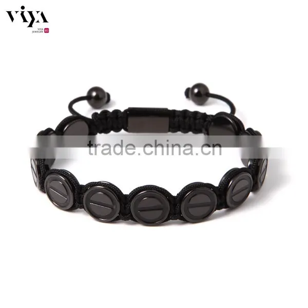 Rose Gold Plating Satinless Steel Beads Bracelet Colorful Chinese Knot Bangle Mens Bracelet photo-4