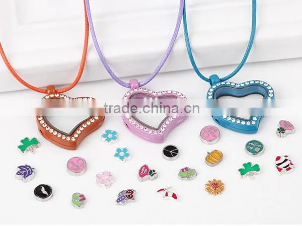 New Design Colorful Heart Living Glass Locket Lady Jewelry Low Moq photo-3