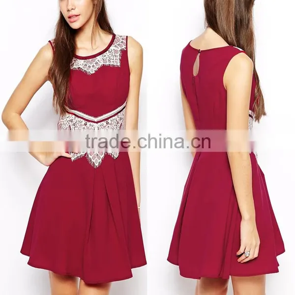 Elegant Red Sleeveless Applique Lace Design Short Puffy Homecoming Dress