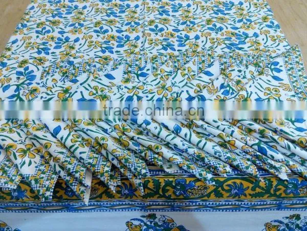 100 % Cotton Multi Color Jaipur Handblock Printed Table Covers With Napkins 6 Seater 8 Seater 12 Seater photo-2