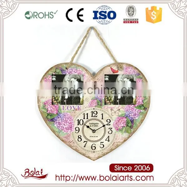 Fashion Design Pink Flower and Frame Functional Mdf Frame Clock Shapes