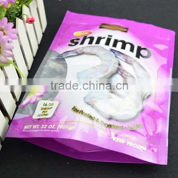 Food Grade Shrimp Packing Composite Zipper Plastic Bag / Vacuum Stand up Pouch