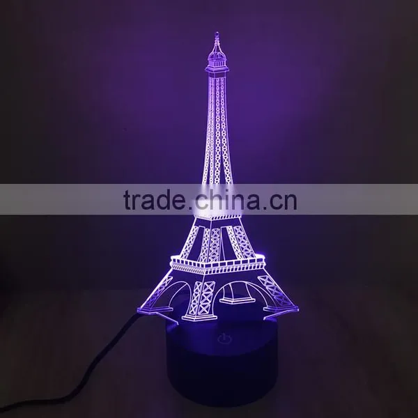 3D Colorful Led Romantic Creative Desk Bedroom Eiffel Tower Shape Night Light Lamp Desk Decoration Birthday Gifts photo-6