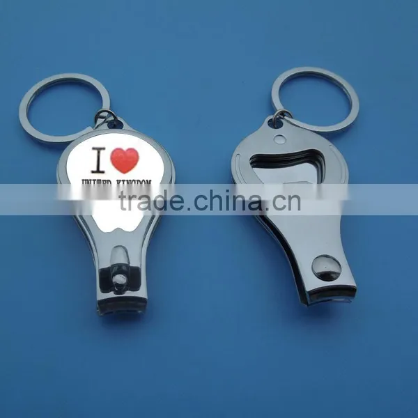 Custom Metal Logo Printed Advertising Nail Clipper With Bottle Openers
