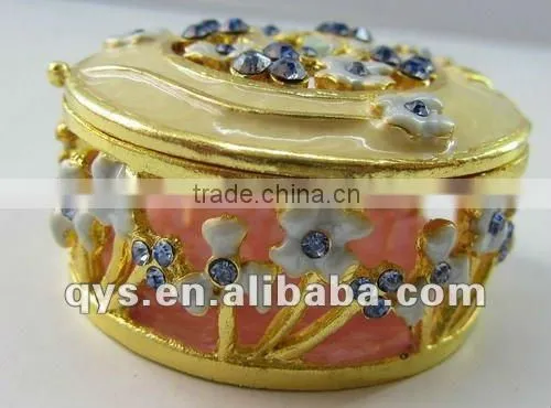 Decorative Jeweled Metal Trinket Box