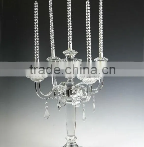 Gorgeous Crystal Doule Pillar Tall Glass Candle Holders / Crystal Candlesticks for Wedding Quality Choice photo-2