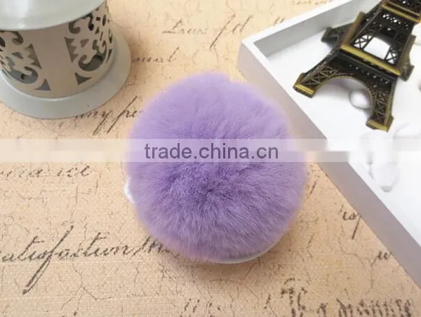 Real Fur Ball Key Chain / Fur Ball Keychain / Rex Rabbit Fur Pom Poms photo-5