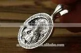 Silver 925 Oval Pendant Icon of Jesus Christ. Russian Style. Burnished Silver photo-2