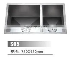 Widely Used Stainless Steel 304 Double Bowl Cheap Handmade Kitchen Sink photo-2