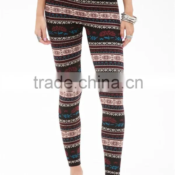 2016 Autumn Fashion Ethic Stylish Print Slim Stripes Workout Fittness Leggings for Women Pencil Pants photo-5