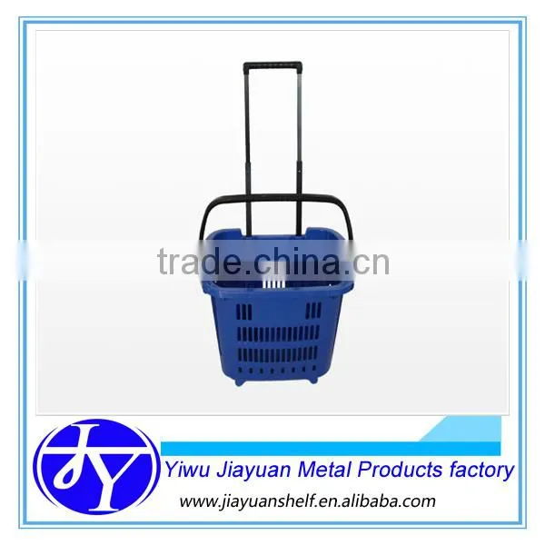 folding supermarket shopping basket with wheels