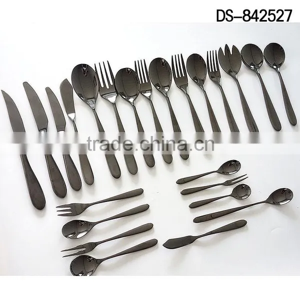 Best Sale Black Titanium Design With Cloth Wheel Light Cutlery Set photo-2