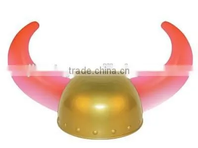 Golden Warrior Plastic Viking Helmet With Light Up Horns Flashing Purple Light photo-2