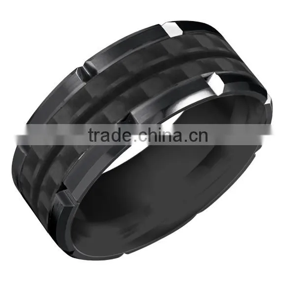 Polished Shiny Rose Gold Plating Tungsten Wedding Bands Ring Inlay Carbon Fiber Rings Bands photo-4