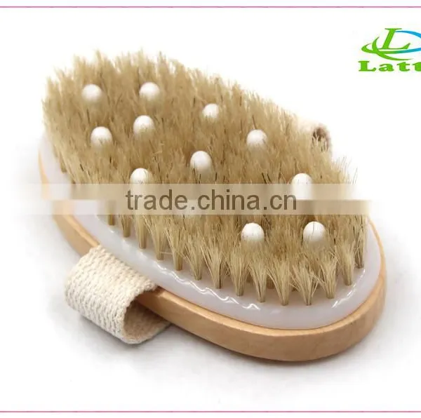 Bath Body Brush With Natural Bristles Exfoliating Dry Skin Brush