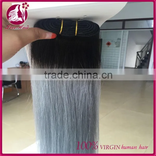 Factory Price Ombre 1B Grey Human Virign Brazilian Colored Two Tone Hair Weave photo-6