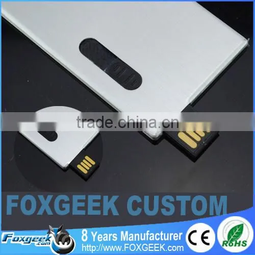 Super Slim Aluminum Material USB Flash Drive Push Button,Grade A Chips Credit Card Business USB Memory Stick Custom Painting