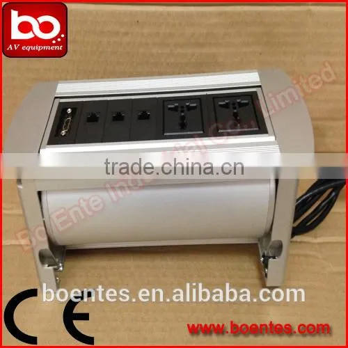 Tabletop Manual Flip Up Outlets/Desktop Rotating Power Socket With Customized HDMI/USB/VGA/RJ45 Connected Plugs photo-2