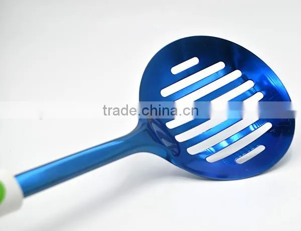 Non-stick TPR Handle 100% Food Grade Titanize Kitchen Slotted Skimmer photo-5