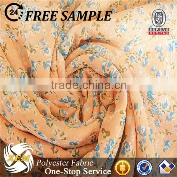 Flower Design Crinkle Chiffon Printed Fabric photo-2