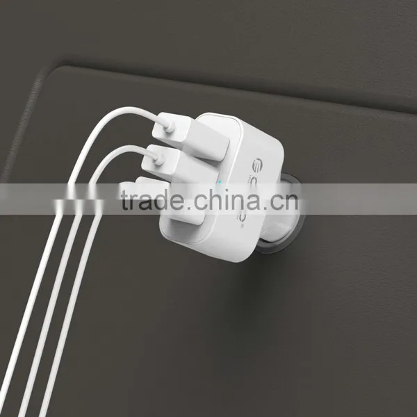 Orico Factory Price Top Quality CE FCC ROHS QC2.0 Car Charger With 3ports photo-3