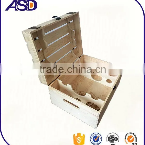 Aibaba Best High Quality Wooden Wine Packaging Boxes for 6 Bottles / Wine Gift Box