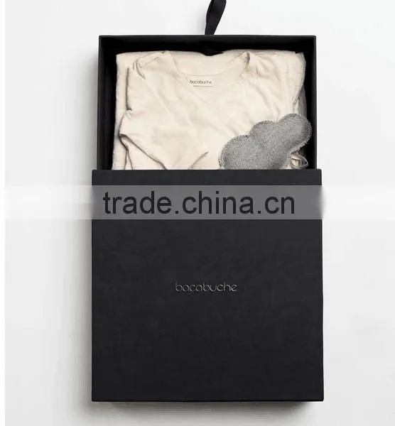 Black Gift Box With Ribbon Closure/Luxury Gold Stamping Logo photo-3