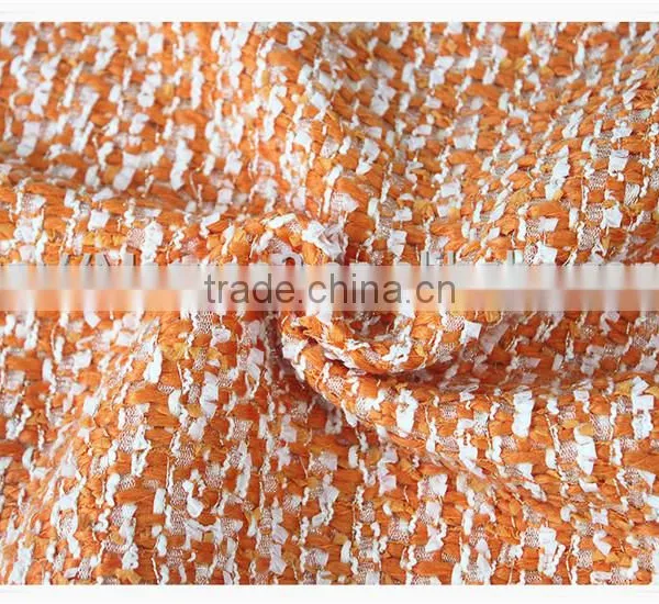 Widely Use Orange Wool Polyester Tweed Fabric/thick Tweed Heavy Woolen Fabric photo-2