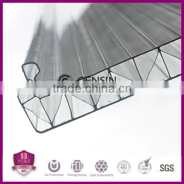 Gensin 12mm 3-layer W-Structure U-locking Design Polycarbonate Sheet 10-year Warranty 700mm photo-3